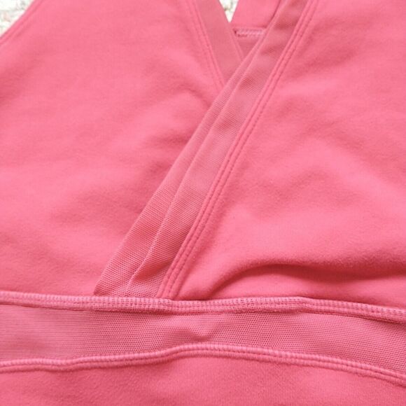 LULULEMON Athletic Deep V Tank 8 Red Mesh Pocket Faux Wrap Yoga - Picture 2 of 9
